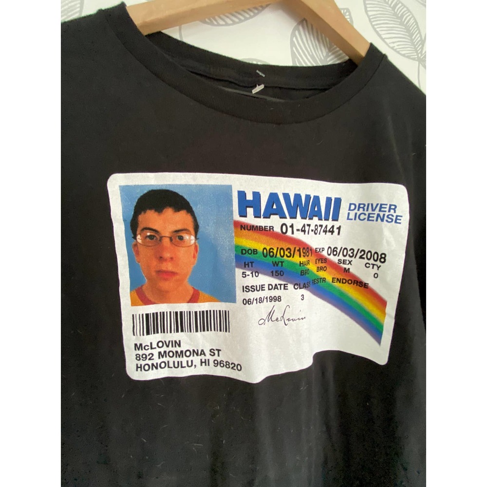 Superbad McLovin License Graphic Black T-shirt, Size XL